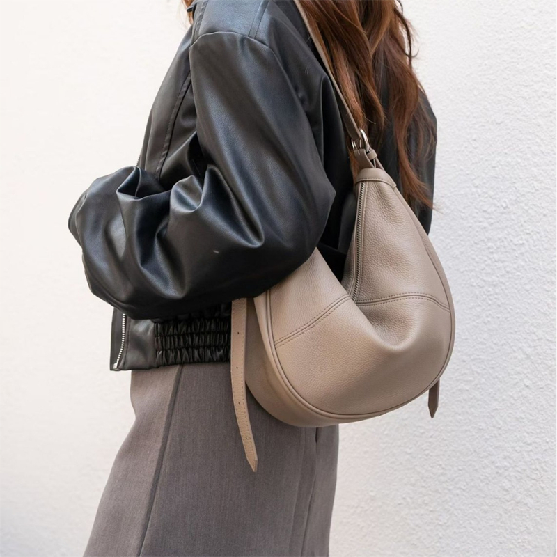 Women Bags Work - BURMINSA Soft Genuine Leather Crescent Hobo