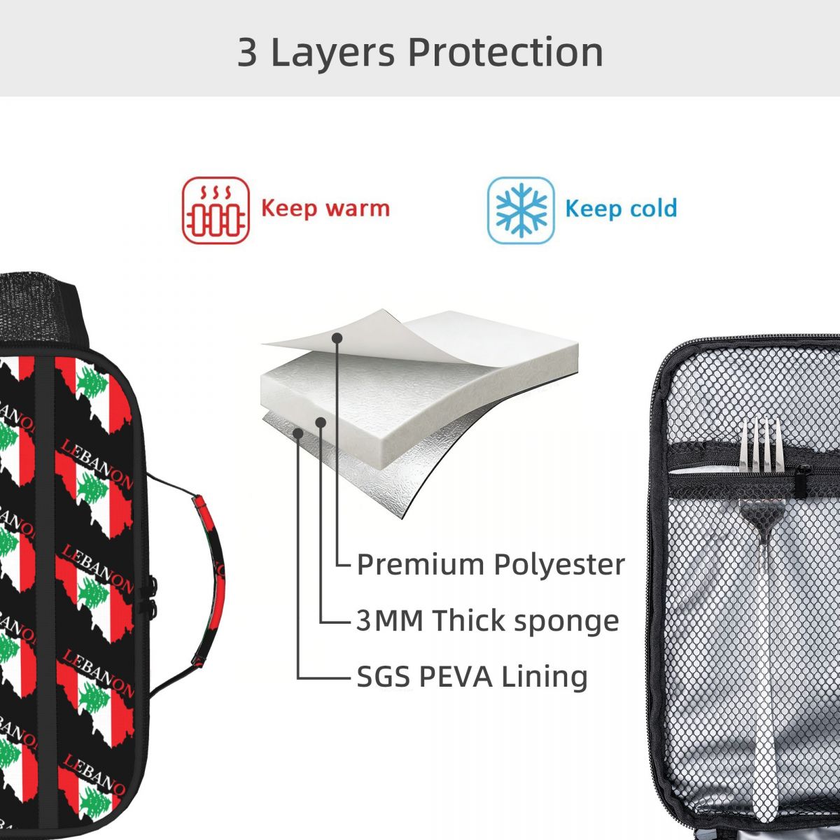 Lebanon Flag Map Insulated Lun - đánh giá và giá Women Bags Lebanon